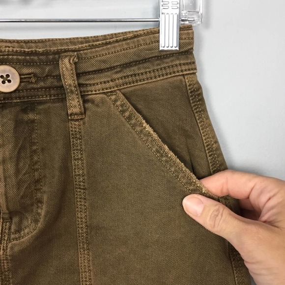 WE the Free Antique Brass Distressed Mini Skirt Size 25 High Waisted Pockets - Picture 3 of 12